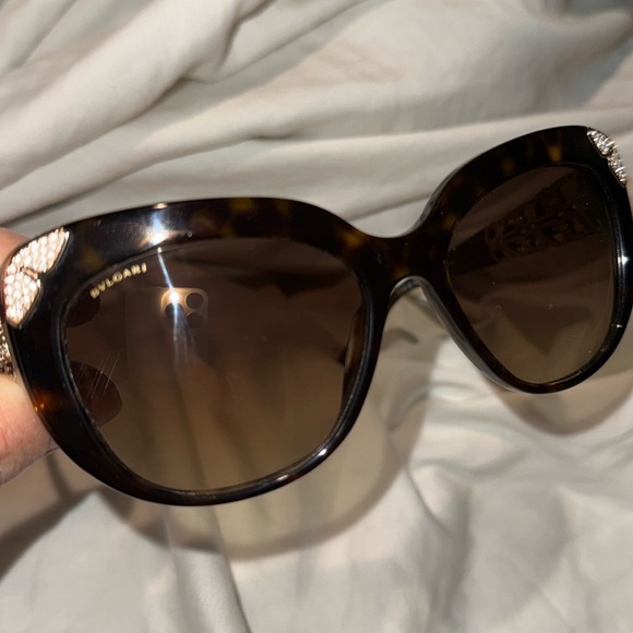 Pre owned Bvlgari 8162-b 504/13 Cat Eye Brown Embellished 55 17 135